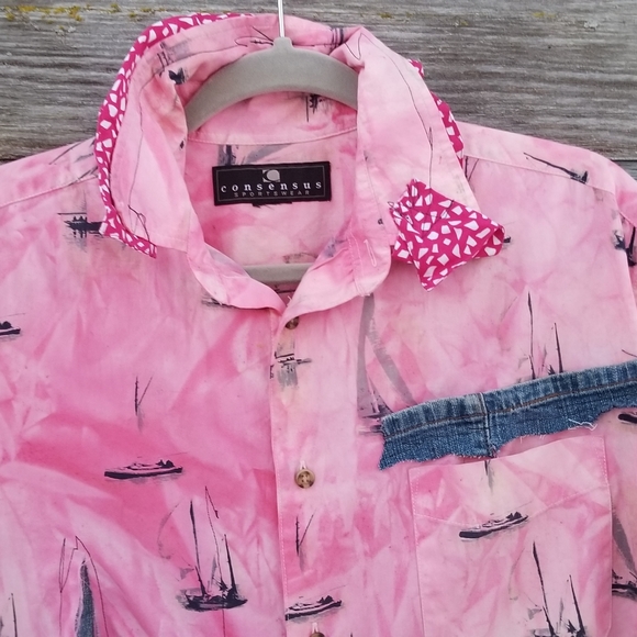 Sail Boat ArtWear Upcycled Nautical Shirt Tunic - Picture 4 of 7